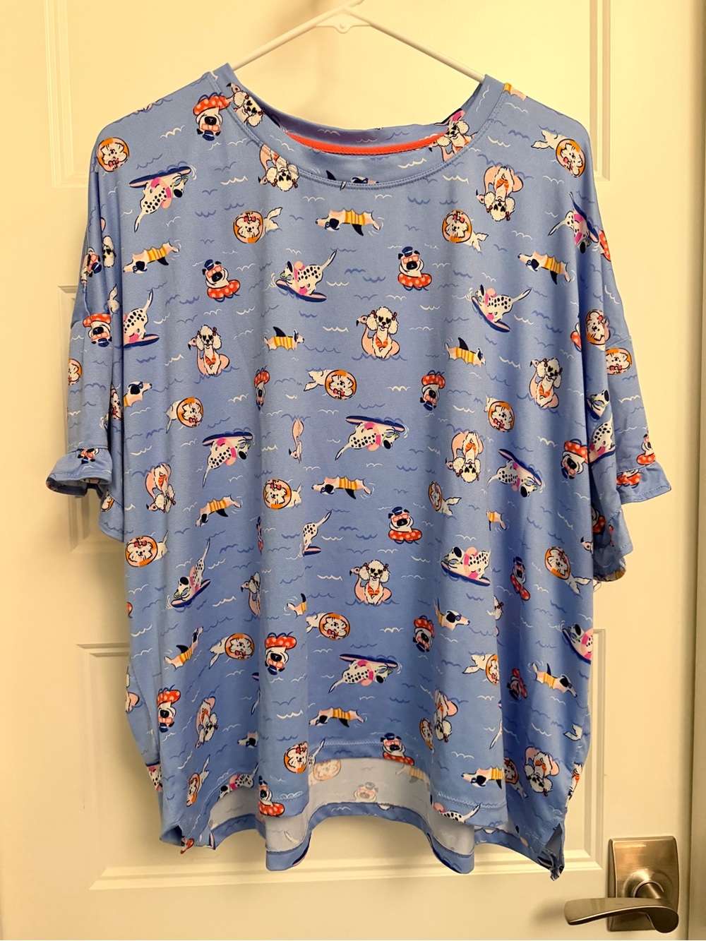 Cuddl Duds Light Blue Short-Sleeve Pajama Pants Set with Playful Dog Print